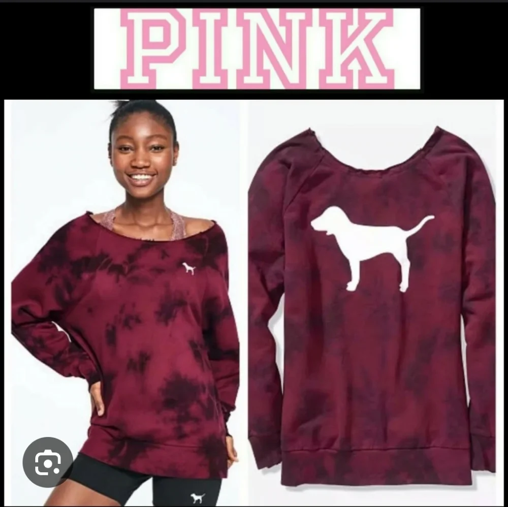 Victoria's Secret PINK Maroon Tie-Dye Sweatshirt